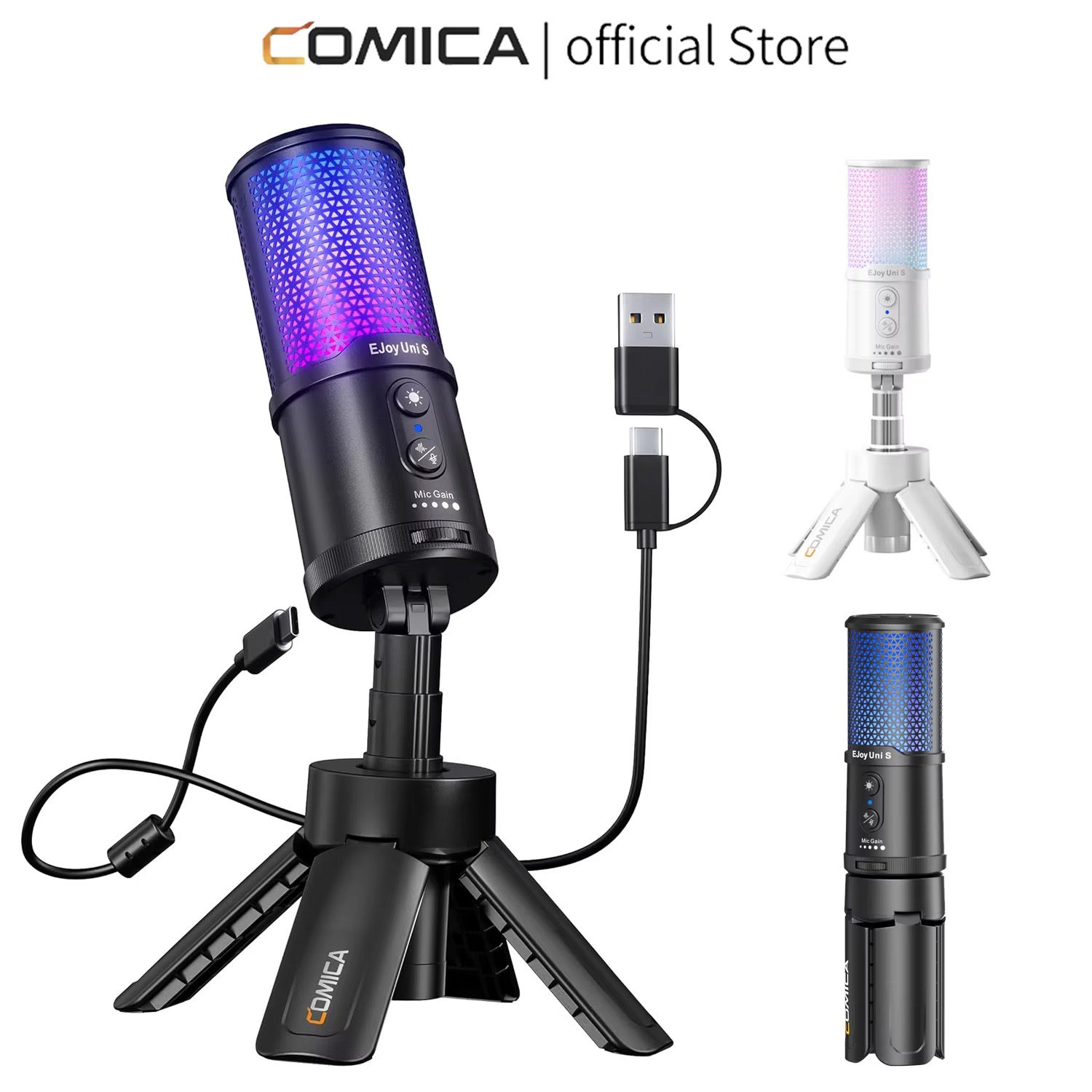 Pc Gaming Youtubers - Microphone à condensateur USB COMICA RGB